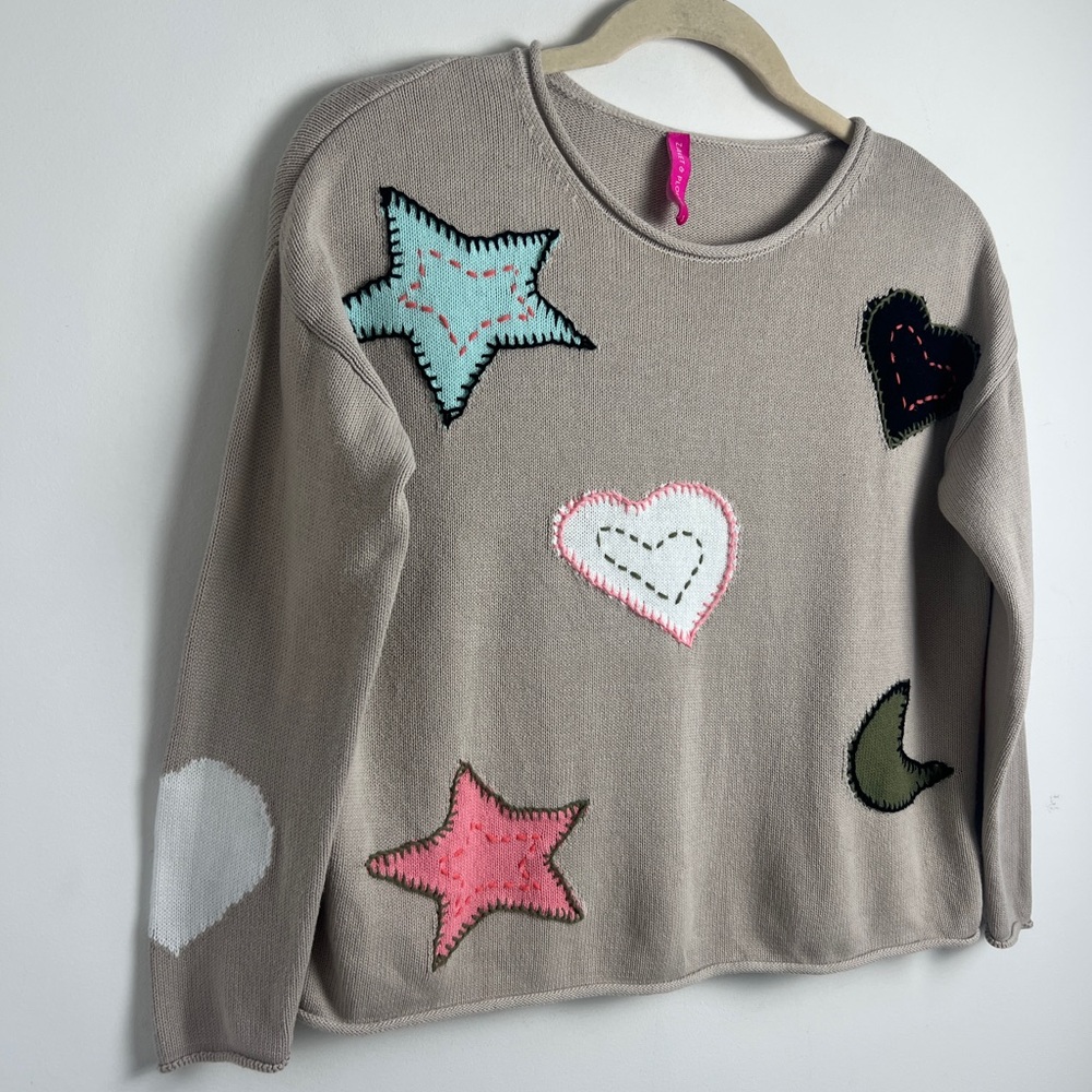Zaket &‎ Plover Small The Moon Jumper Quirky Sweater 100% Cotton In Putty - Picture 7 of 14